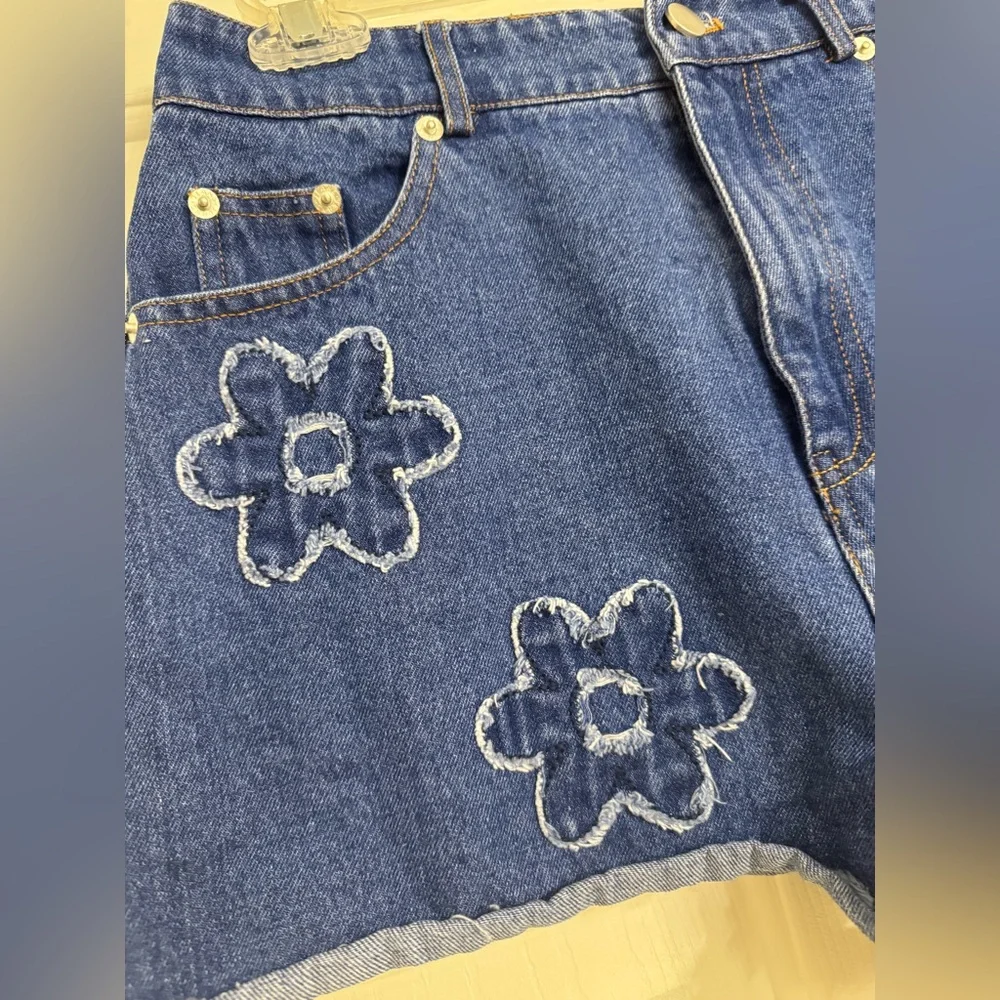 Floral Embroidered Denim Shorts